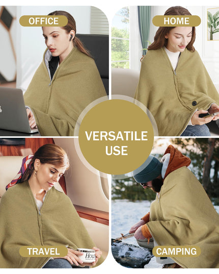 Portable Soft Zipper Electric Heated Blanket Shawl - Libiyi