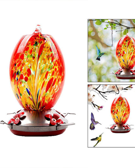 Hummingbird Feeder Hand Blown Glass