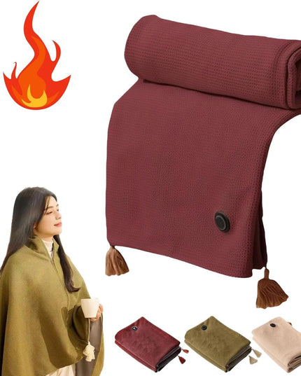 Portable Soft Zipper Electric Heated Blanket Shawl - Libiyi