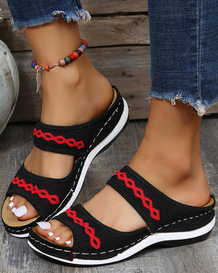 Stylish Wedge Cutout Comfortable Flat Slippers - Libiyi