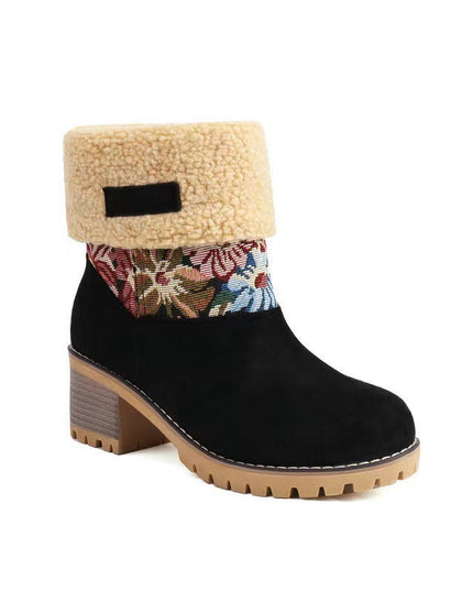 Women's warm thick sole high heel snow boots - Libiyi