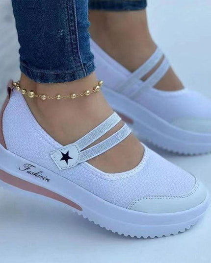 Libiyi Ladies Fly Knit Low Top Mesh Wedge Round Toe Shoes - Libiyi