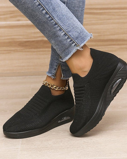 Women's low top fly woven casual sneakers - Libiyi