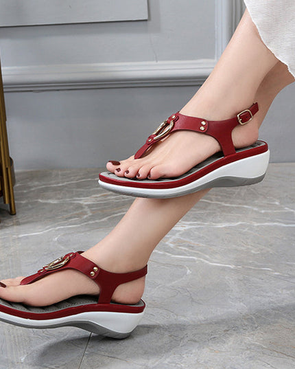 Ladies Rubber Sole Casual Wedge Sandals - Libiyi