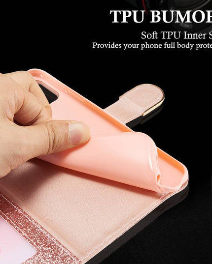 Leather Glitter Rhinestone Flip Case For Samsung A Series - Libiyi