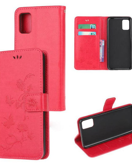 Imprint Butterfly Flower Leather Mobile Phone Case for iPhone 12Mini - Libiyi