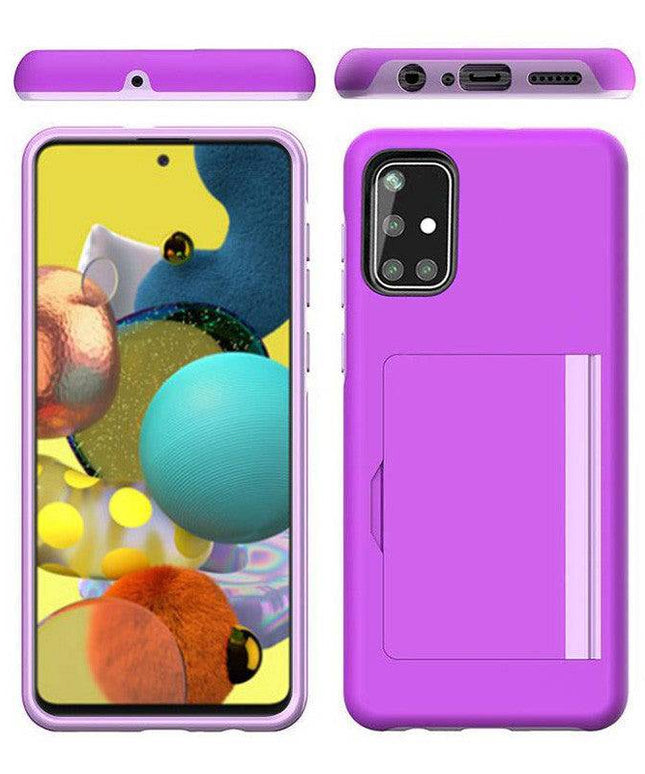 Armor Protective Card Holder Case for Samsung A Series With 2-Pack Screen Protectors - Libiyi