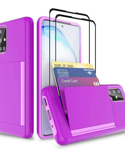Armor Protective Card Holder Case for Samsung A Series With 2-Pack Screen Protectors - Libiyi