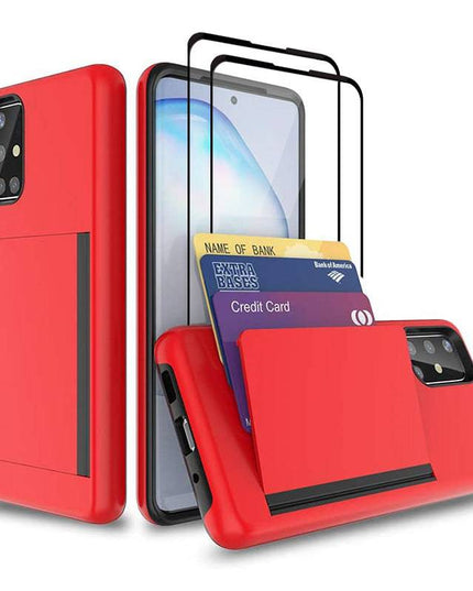 Armor Protective Card Holder Case for Samsung A Series With 2-Pack Screen Protectors - Libiyi