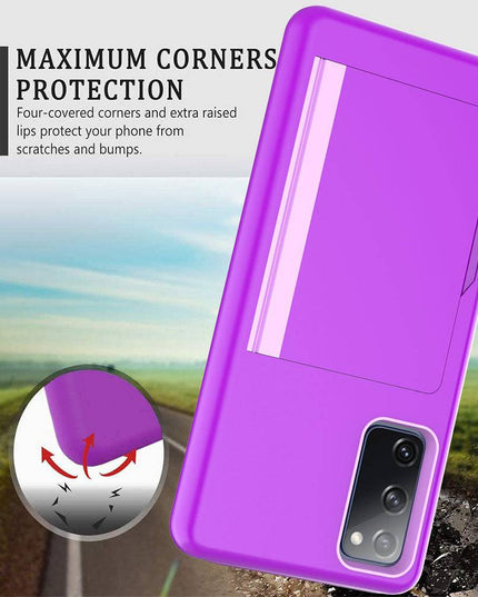 Armor Protective Card Holder Case for Samsung S20 FE With 2-Pack Screen Protectors - Libiyi
