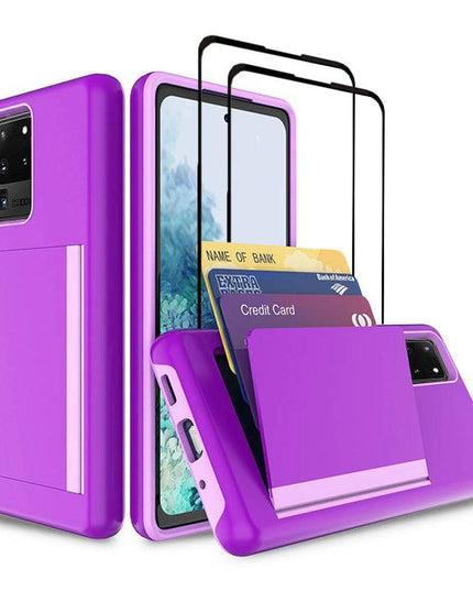 Armor Protective Card Holder Case for Samsung S20 Ultra With 2-Pack Screen Protectors - Libiyi