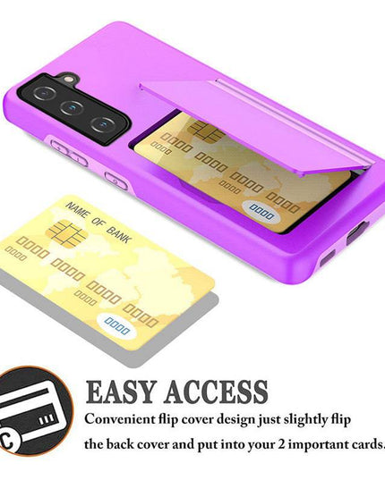Armor Protective Card Holder Case for Samsung S21 FE(5G) With 2-Pack Screen Protectors - Libiyi