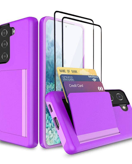 Armor Protective Card Holder Case for Samsung S21 Plus(5G) With 2-Pack Screen Protectors - Libiyi