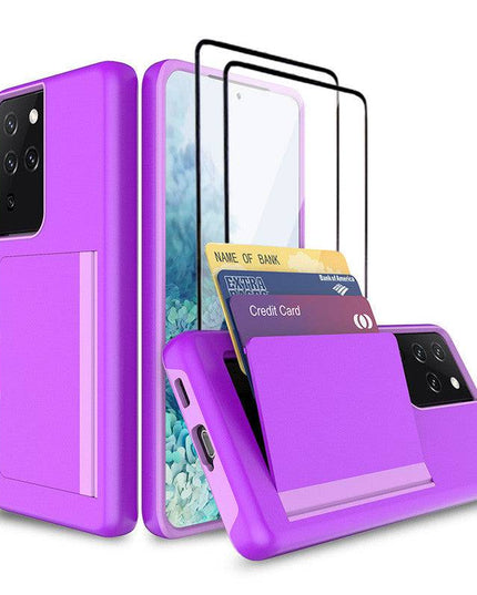 Armor Protective Card Holder Case for Samsung S Series With 2-Pack Screen Protectors - Libiyi
