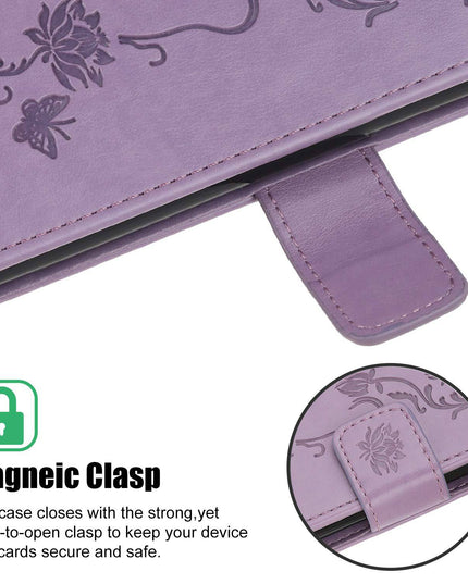 Imprint Butterfly Flower Leather Mobile Phone Case for Samsung - Libiyi