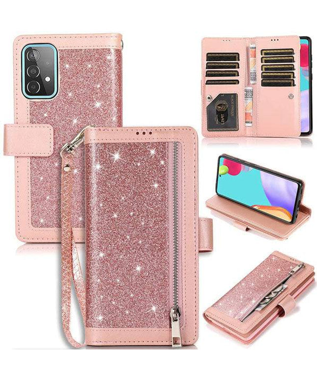 Bling Wallet Case with Wrist Strap for Samsung A32(5G) - Libiyi