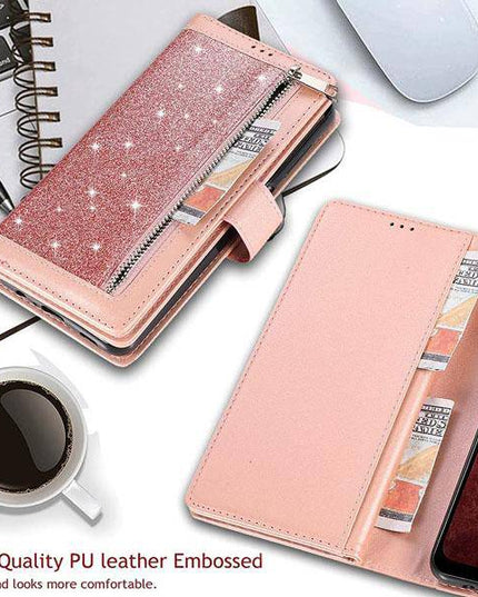 Bling Wallet Case with Wrist Strap for Samsung A52(4G/5G) - Libiyi