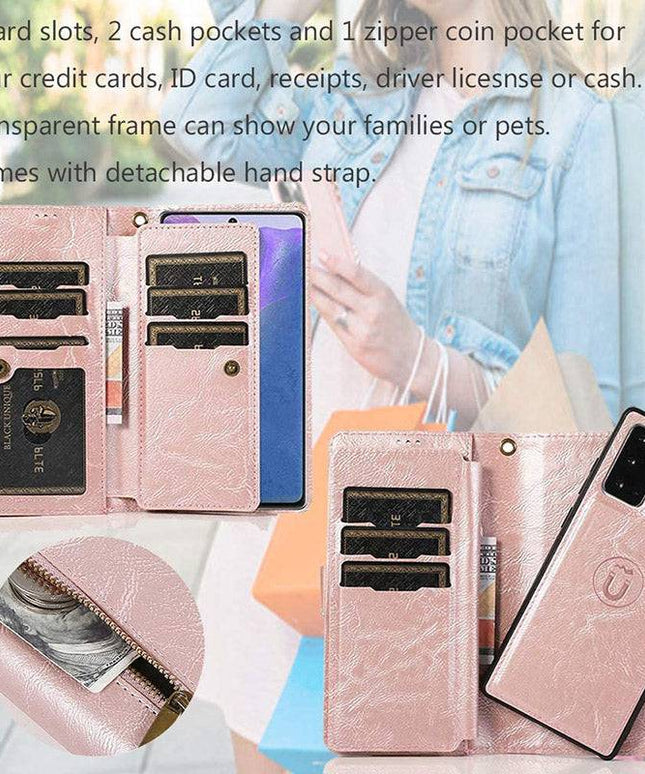 Detachable Flip Folio Zipper Purse Phone Case for Samsung Note 20 Series - Libiyi