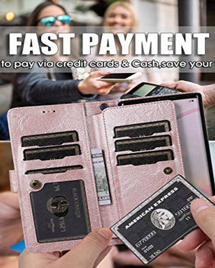 Detachable Flip Folio Zipper Purse Phone Case for Samsung Note Series - Libiyi