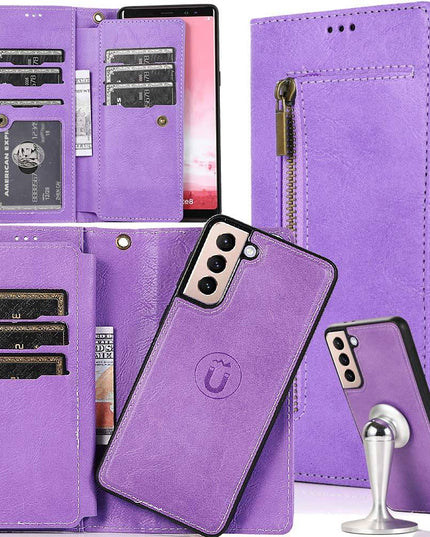 Detachable Flip Zipper Purse Phone Case For Samsung S21 Series - Libiyi