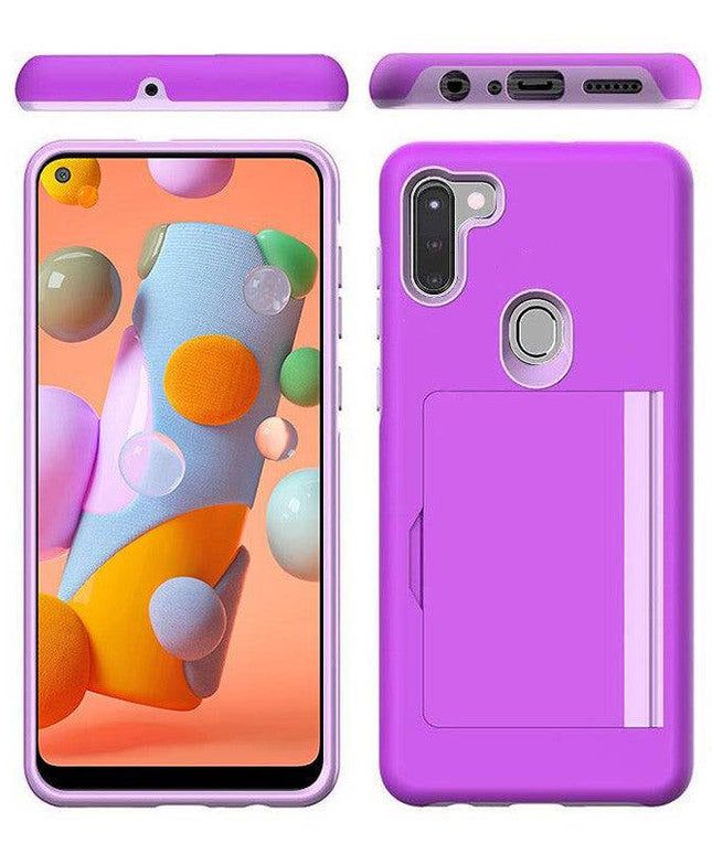 Armor Protective Card Holder Case for Samsung A11(US) With 2-Pack Screen Protectors - Libiyi