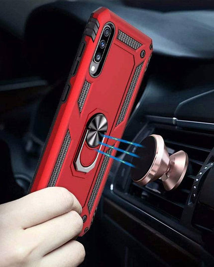 Samsung A70 Luxury Armor Ring Bracket Phone Case With 1-Pack Tempered Glass Screen Protector - Libiyi