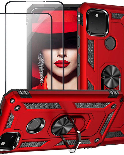 2022 Luxury Armor Ring Bracket Phone case For Google Pixel 4A With 2-Pack Screen Protectors - Libiyi