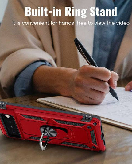 Luxury Armor Ring Bracket Phone case For Google Pixel 6 With 2-Pack Screen Protectors - Libiyi