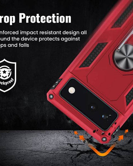 Luxury Armor Ring Bracket Phone case For Google Pixel 6 With 2-Pack Screen Protectors - Libiyi