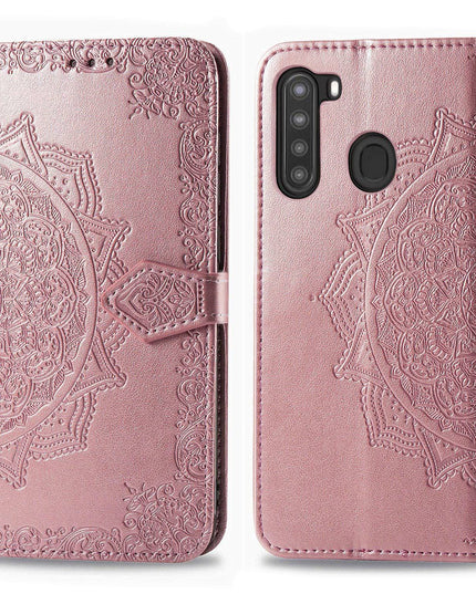 2022 Luxury Embossed Mandala Leather Wallet Flip Case for Samsung A21 - Libiyi