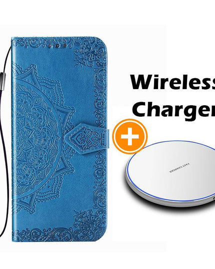 2022 Luxury Embossed Mandala Leather Wallet Flip Case for Samsung A21 - Libiyi