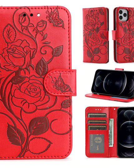 3D Embossed Rose Wallet iPhone Case - Libiyi
