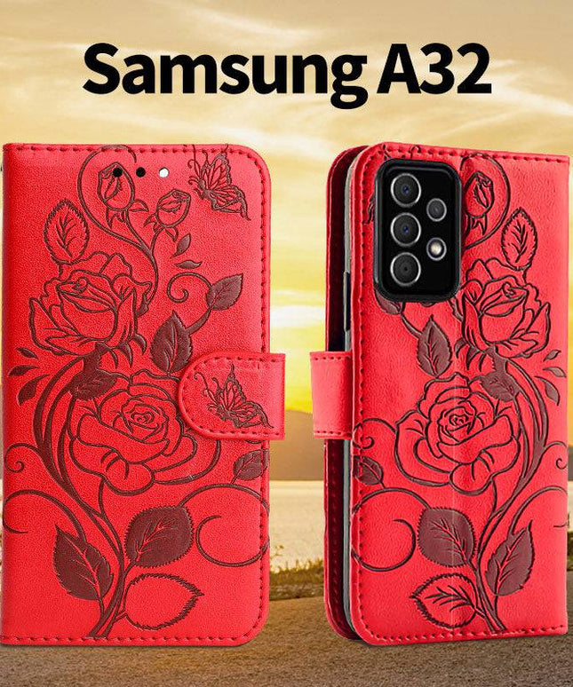 3D Embossed Rose Wallet Case For Samsung A32(5G) - Libiyi