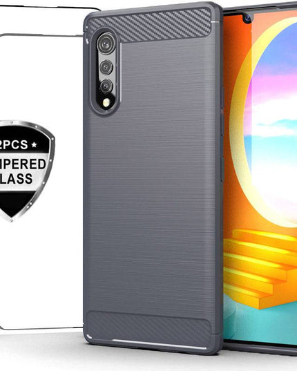 Luxury Carbon Fiber Case For LG Velvet With 2-Pack Screen Protectors - Libiyi