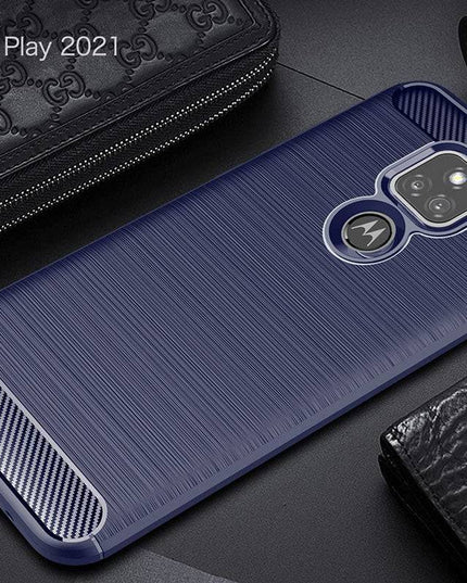 Luxury Carbon Fiber Case For Moto E7 With Screen Protector - Libiyi