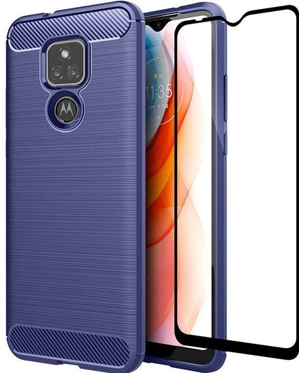 Luxury Carbon Fiber Case For Moto G Play 2021 With Screen Protector - Libiyi
