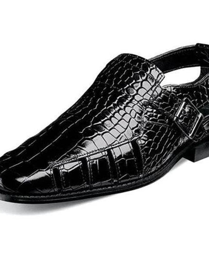 Men Casual Crocodile Print Leather Fisherman Sandals - Libiyi