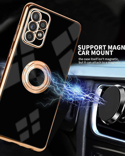 Slim Thin Finger Ring Stand Electroplated Silicone Case For Samsung A52(4G/5G) - Libiyi