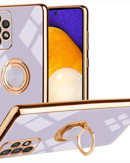 Slim Thin Finger Ring Stand Electroplated Silicone Case For Samsung A52(4G/5G) - Libiyi