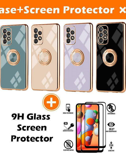 Slim Thin Finger Ring Stand Electroplated Silicone Case For Samsung A52(4G/5G) - Libiyi