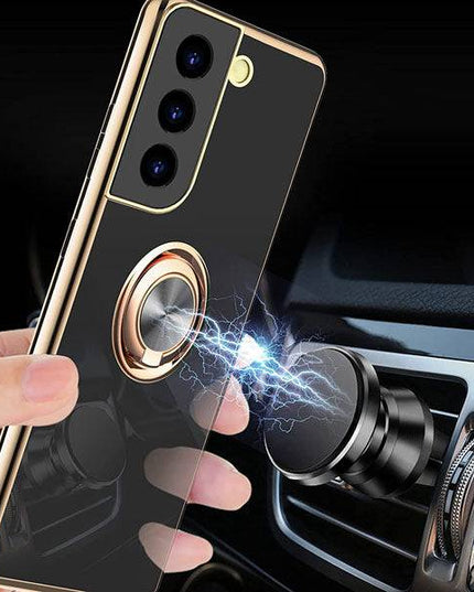 Shiny Plating Built-in Finger Ring Case For Samsung S21 FE - Libiyi