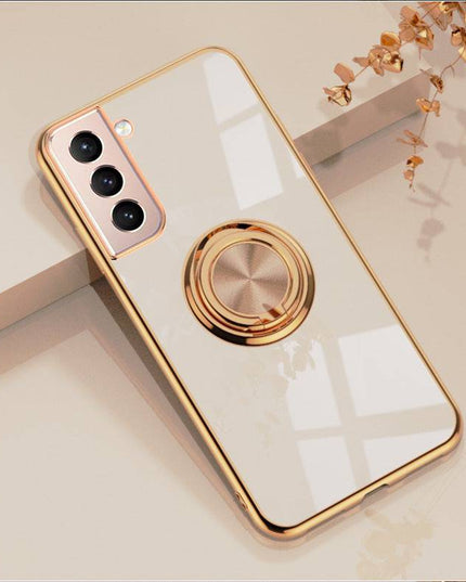 Shiny Plating Built-in Finger Ring Case For Samsung S21 FE - Libiyi