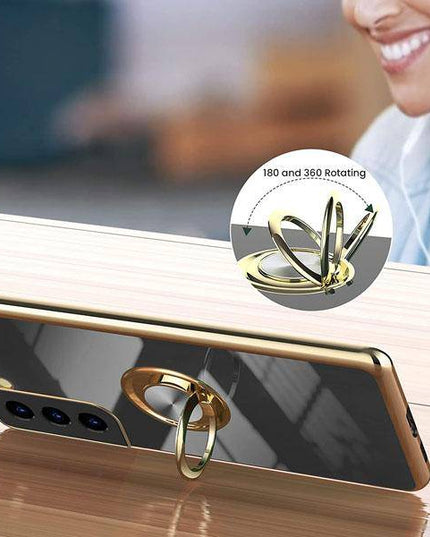 Shiny Plating Built-in Finger Ring Case For Samsung S21 Plus - Libiyi