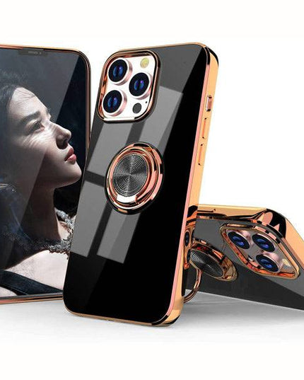 Shiny Plating Built-in Finger Ring Case For iPhone - Libiyi