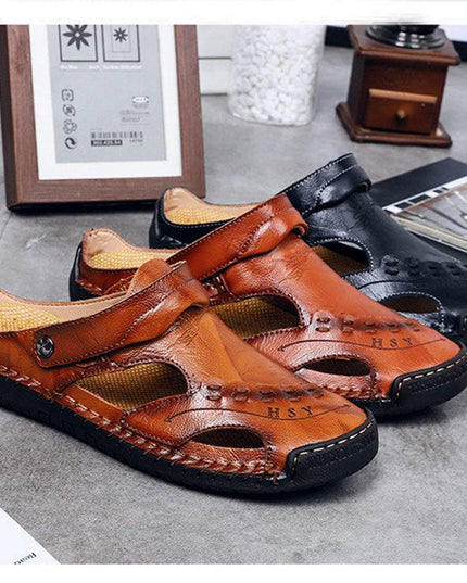 Libiyi Men's Casual Breathable Handmade Leather Sandals - Libiyi