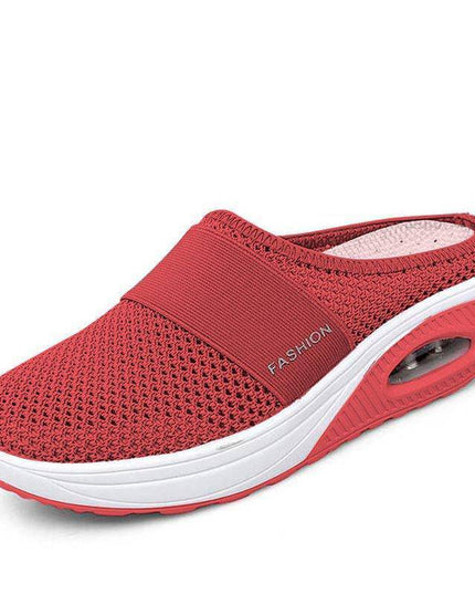 Libiyi Women Daily Fly Knit Fabric Summer Air Cushion Mule Slippers - Libiyi