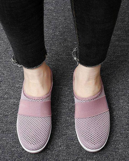 Libiyi Women Daily Fly Knit Fabric Summer Air Cushion Mule Slippers - Libiyi