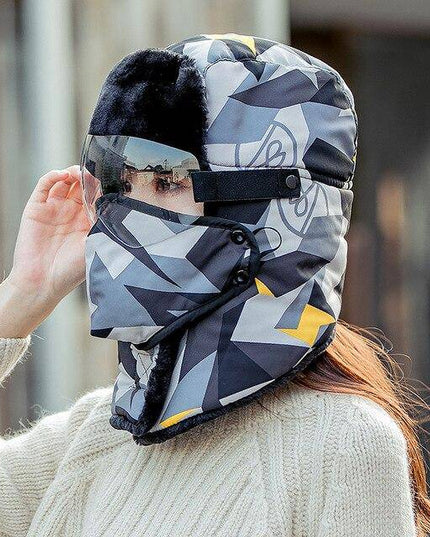 Unisex Winter Warm Hat with Windproof Facemask and Windproof Glasses - Libiyi