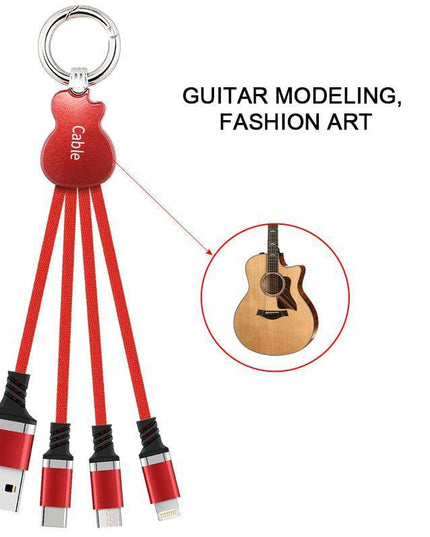 Multi 3 In 1 Guitar Design Charging Cable - Libiyi