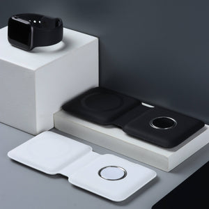 15W Qi Wireless Magnetic 2 in 1 Foldable Fast Charger for iPhone 12 11 Airpods Apple Watch - Libiyi